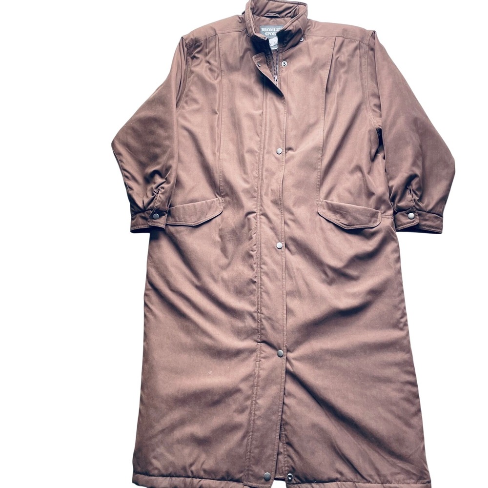 VTG Bromley Sport women parka‎ quilted insulated brown long winter coat size L